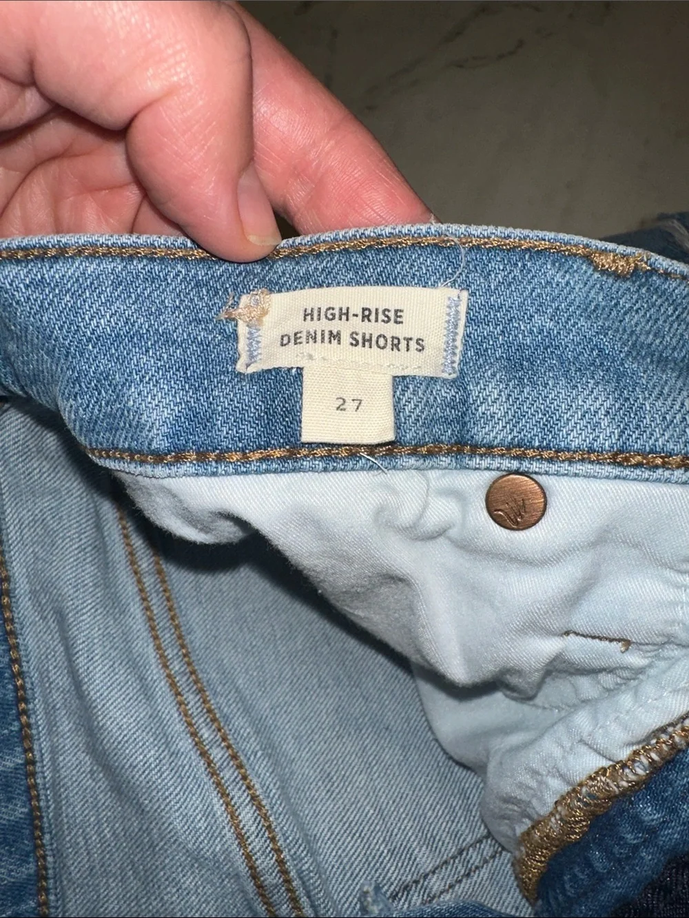 Madewell Light Wash Rolled Fray Hem Denim Shorts high rise denim shorts size 27
